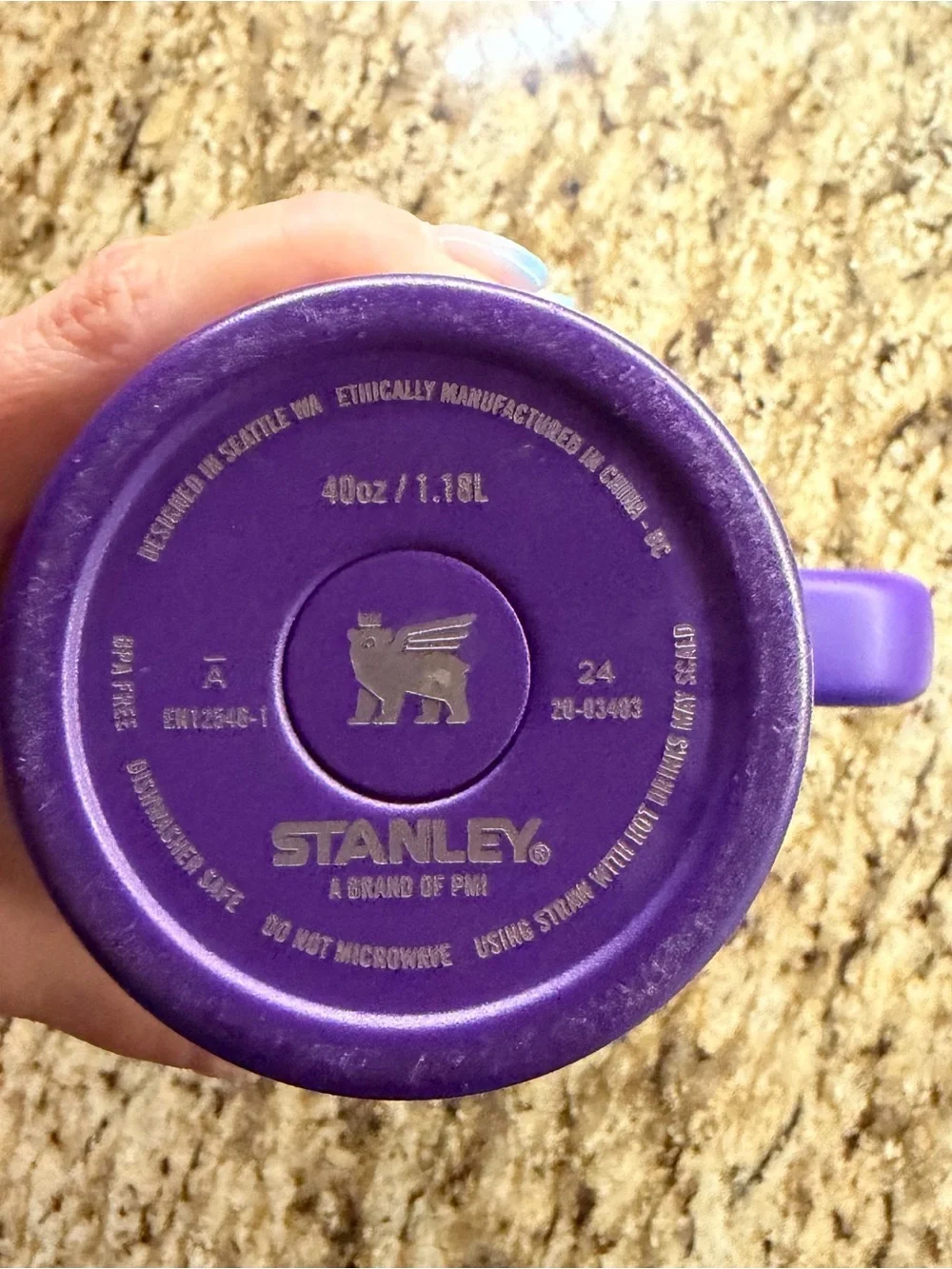 Stanley Deep Purple 40 oz Travel Mug with Handle and Clear Lid - Picture 6 of 6
